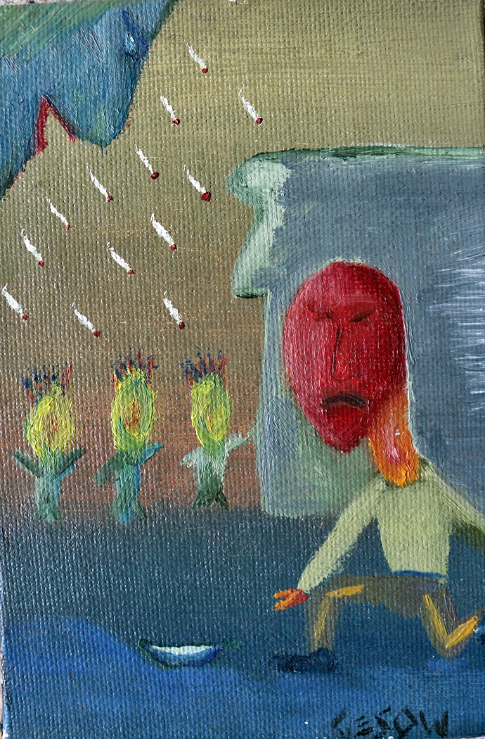 The Offering (third painting Matt ever created) by Matt Sesow, 1994