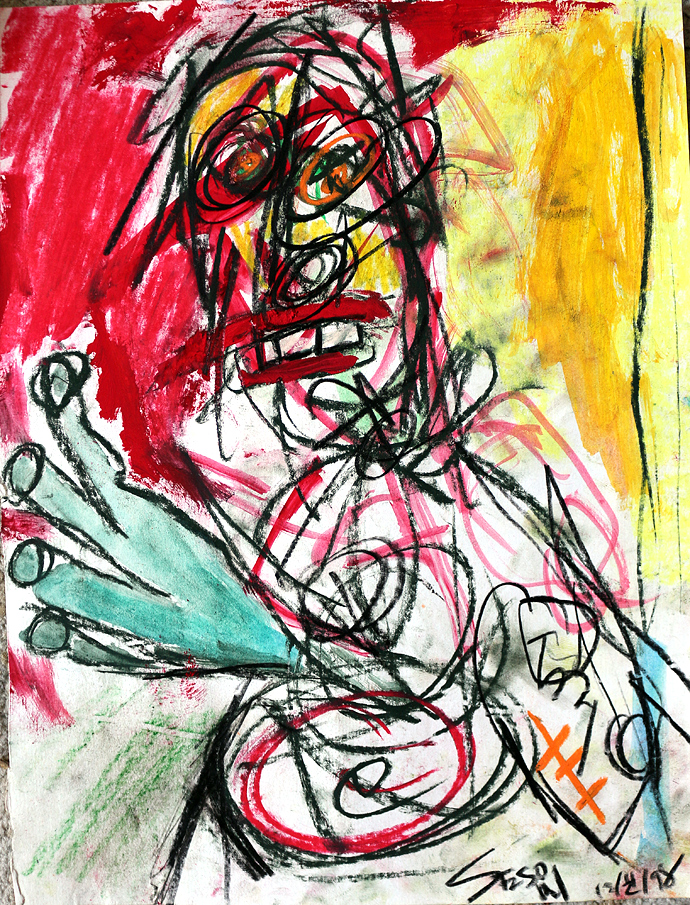 Christmas self portrait in the Solomon Islands by Matt Sesow, 1998